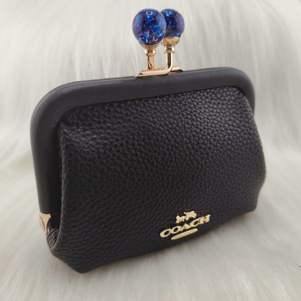 Coach Nora Black Kiss Lock Coin Purse - Picture 3 of 6